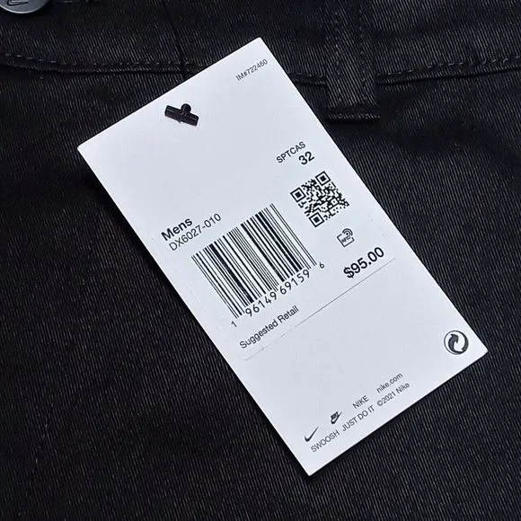 Nike Life Black Cotton Chino Loose Fit Pants (DX6027-010) - Mens Size 32 (32x32) - Picture 4 of 12